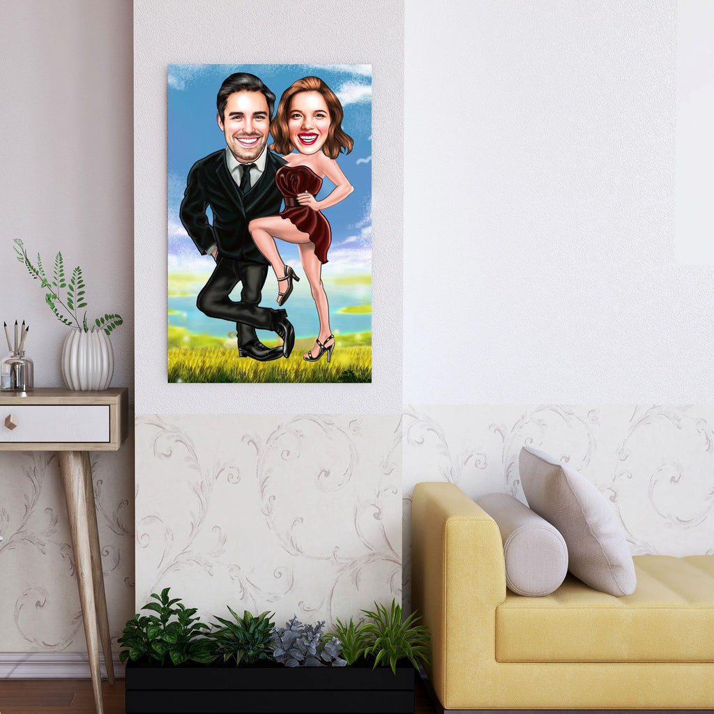 Personalized Caricature Couple Nature Wooden Wall Art Custom Fairy 