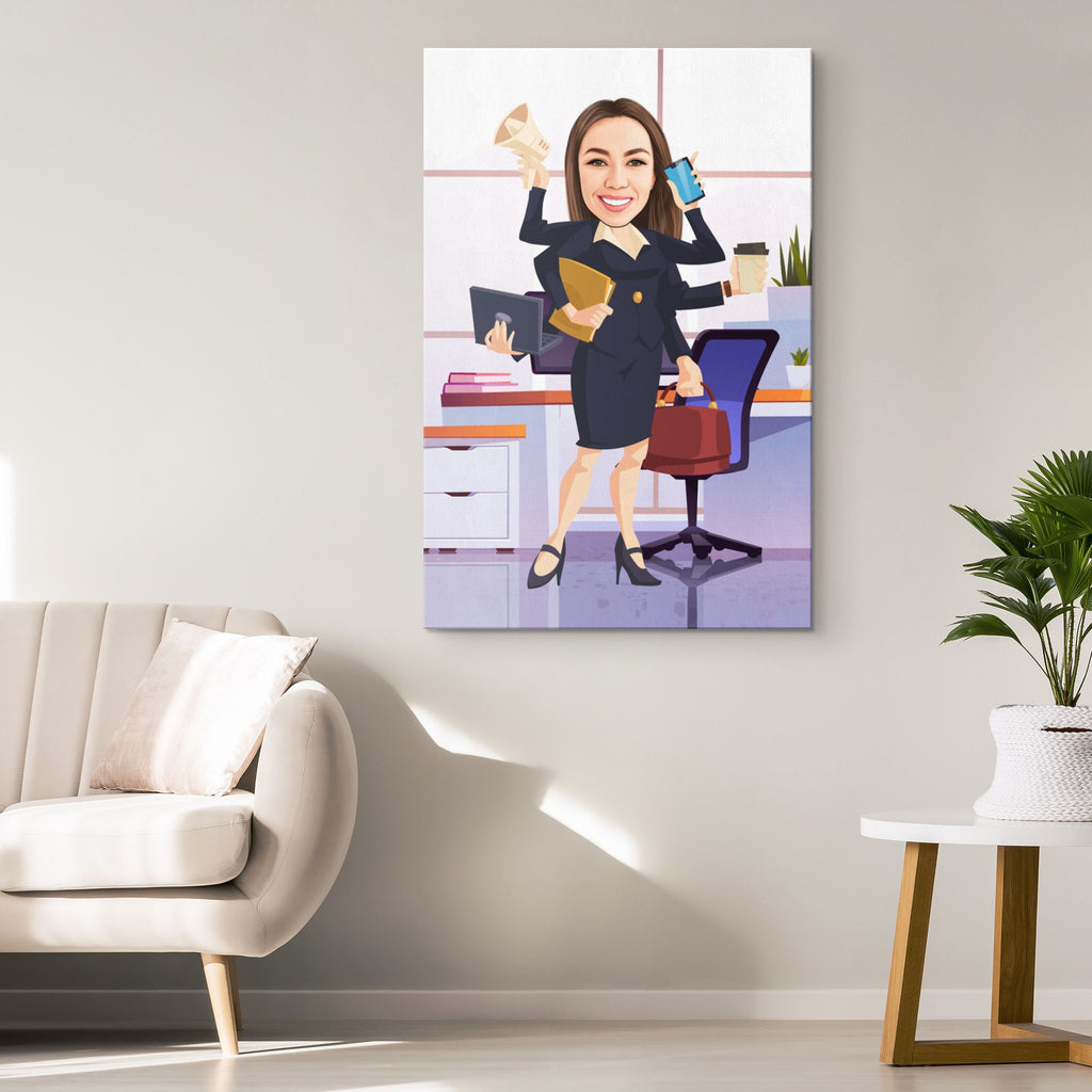 Personalized Cartoon Businesswoman Canvas Canvas Wall Art 2 teelaunch 