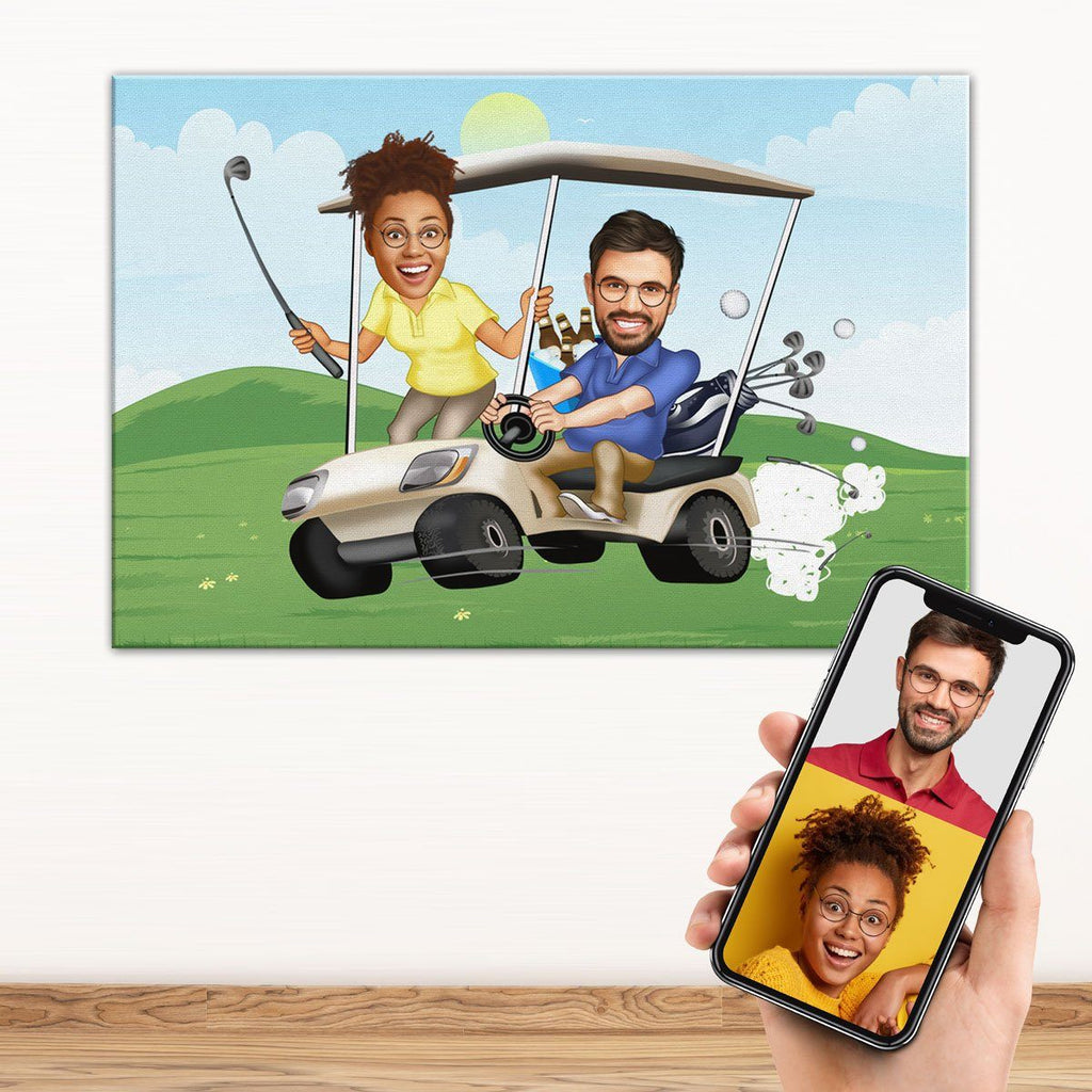 Personalized Cartoon Golf Cart Canvas Canvas Wall Art 2 teelaunch 