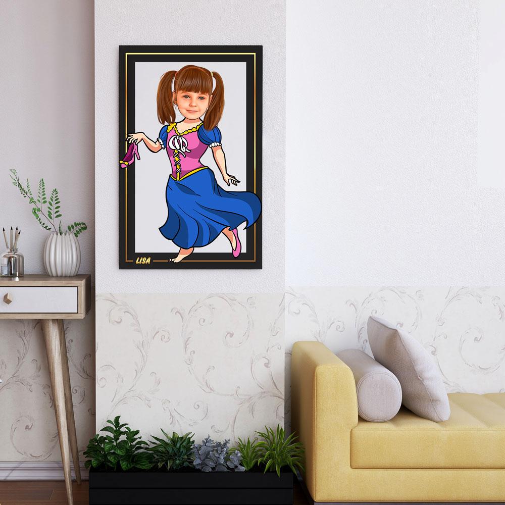 Personalized Cartoon Little Princess Wooden Wall Art Custom Fairy 