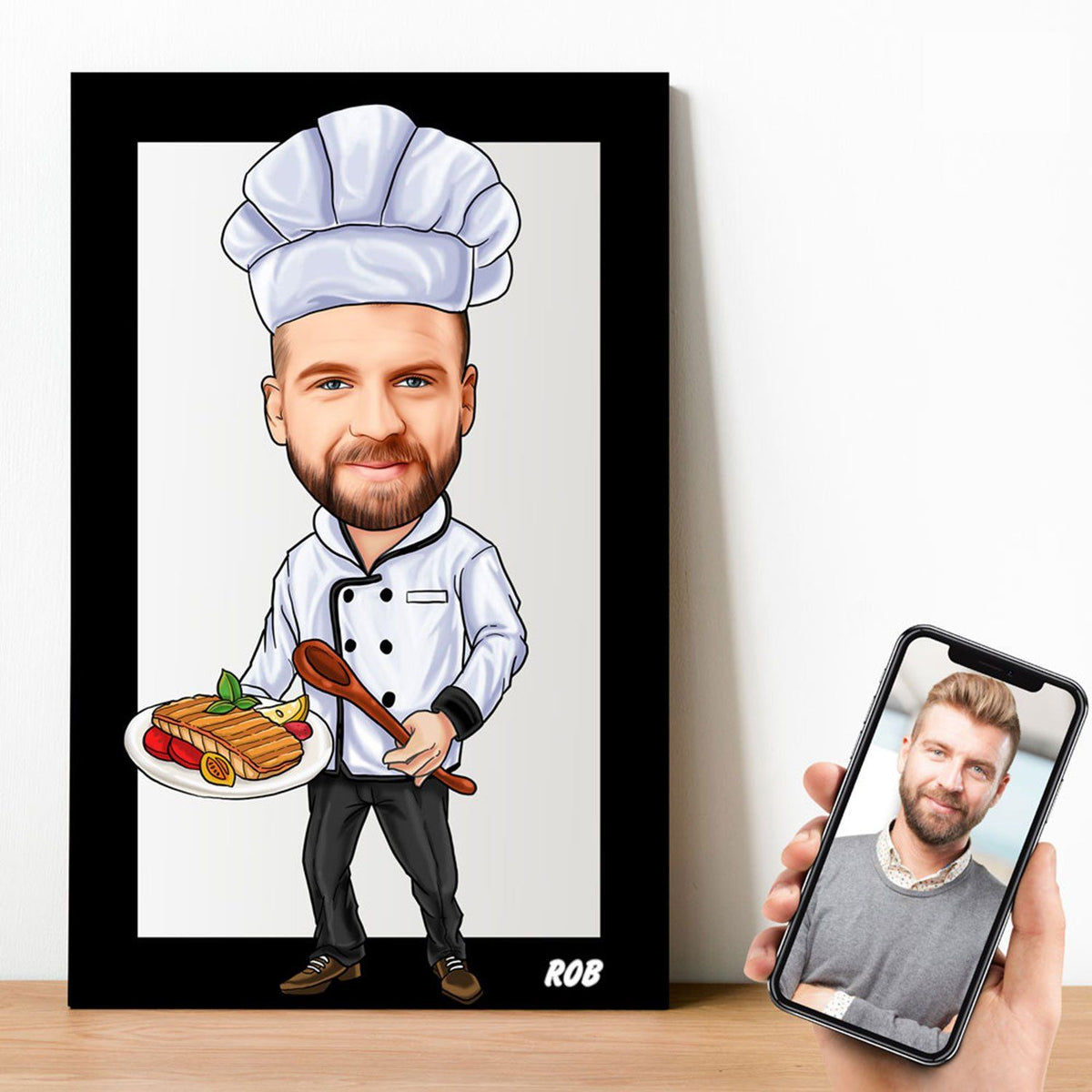 Chef Gift for Men, Male Chef Caricature From Photo, Funny Chef Art, Funny Chef  Gift Portrait, Unique Chef Cartoon Drawing, Chef Gift for Him 
