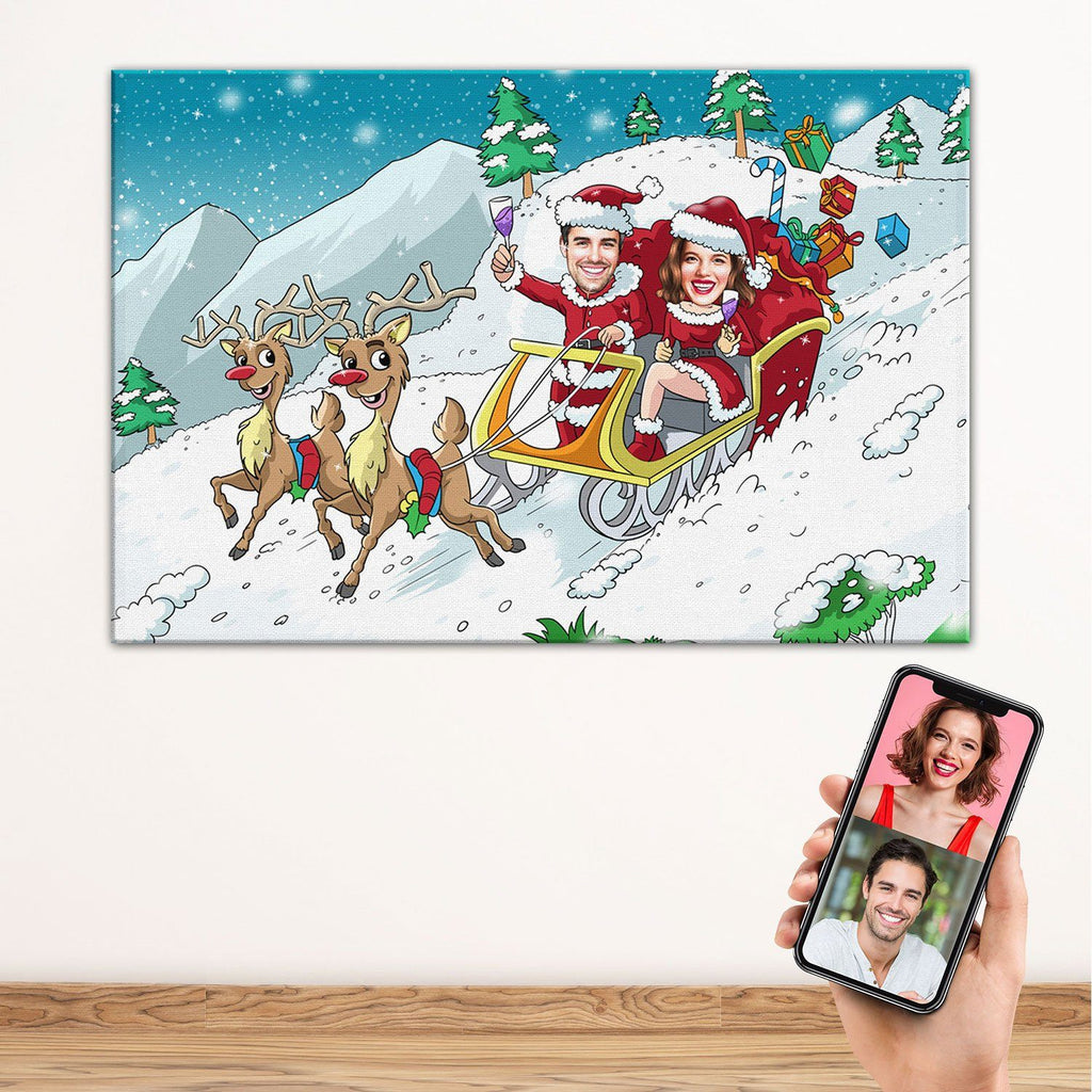 Personalized Santa Sleigh Couple Canvas Canvas Wall Art 2 teelaunch 