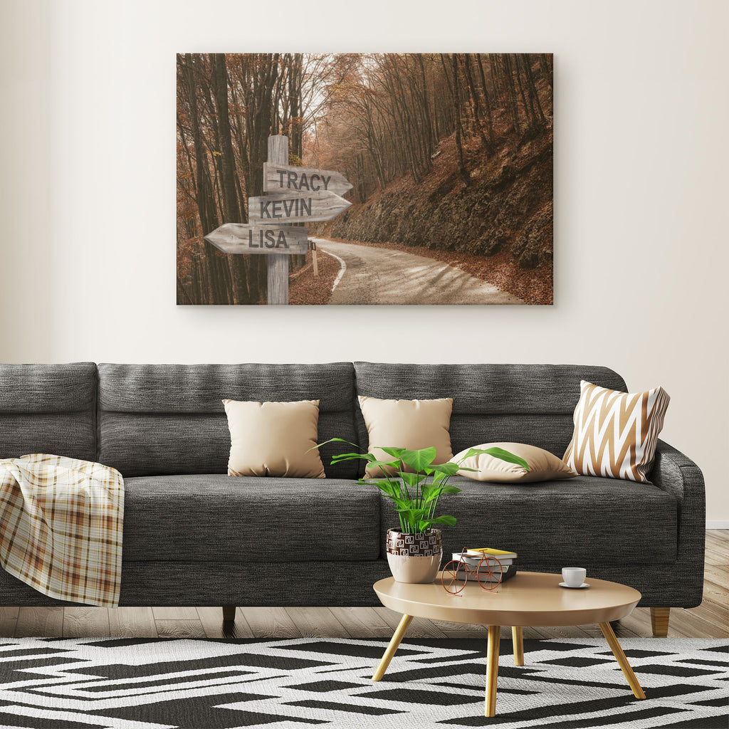 Customized Autumn Road Canvas (Up to 7 names) Canvas Wall Art 3 teelaunch 