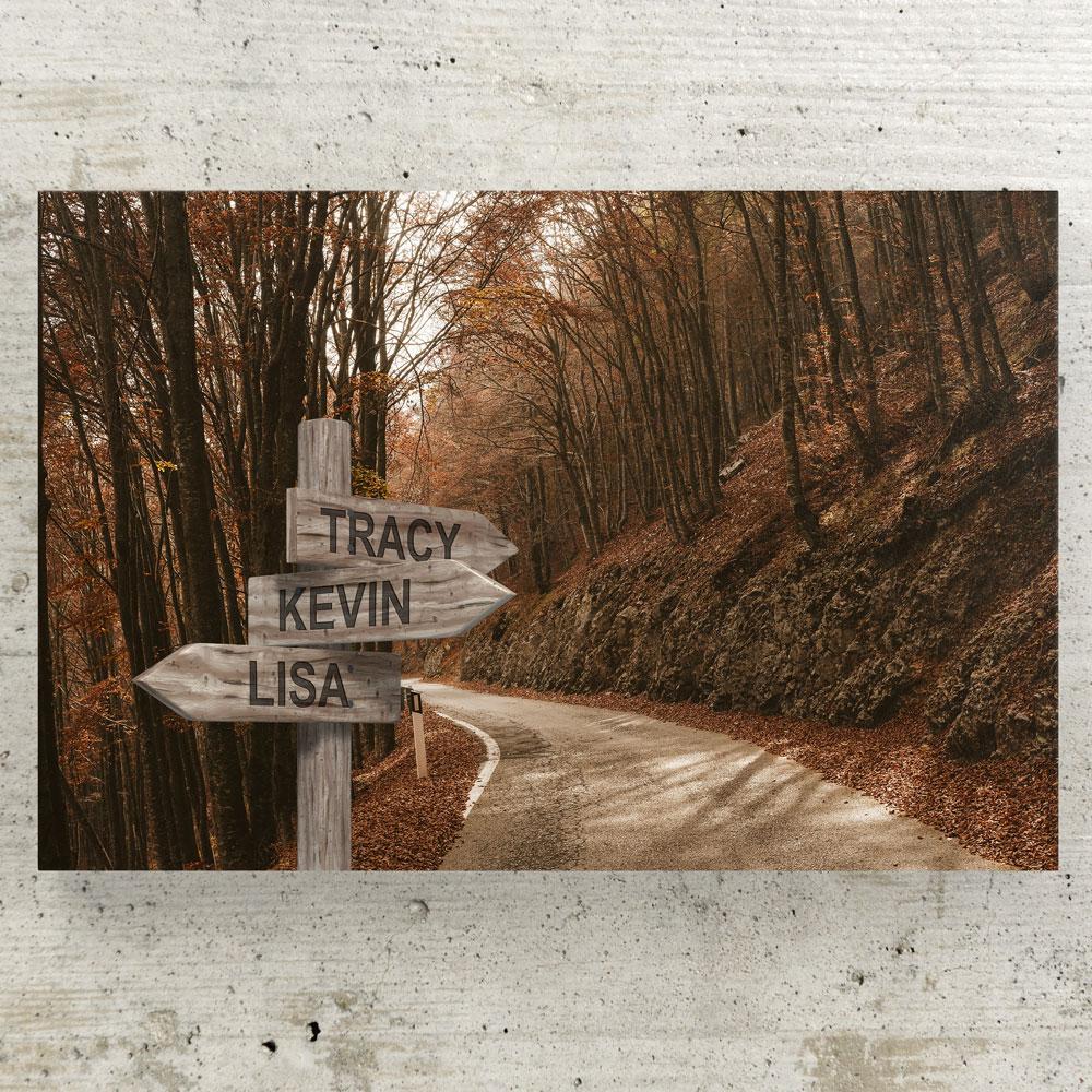 Customized Autumn Road Canvas (Up to 7 names) Canvas Wall Art 3 teelaunch 