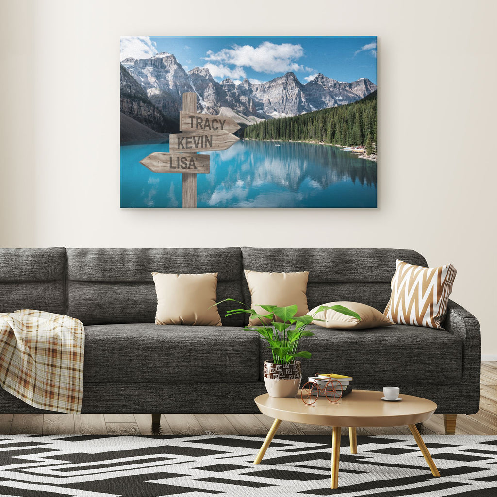 Customized Blue Lake Canvas (Up to 7 names) Canvas Wall Art 3 teelaunch 