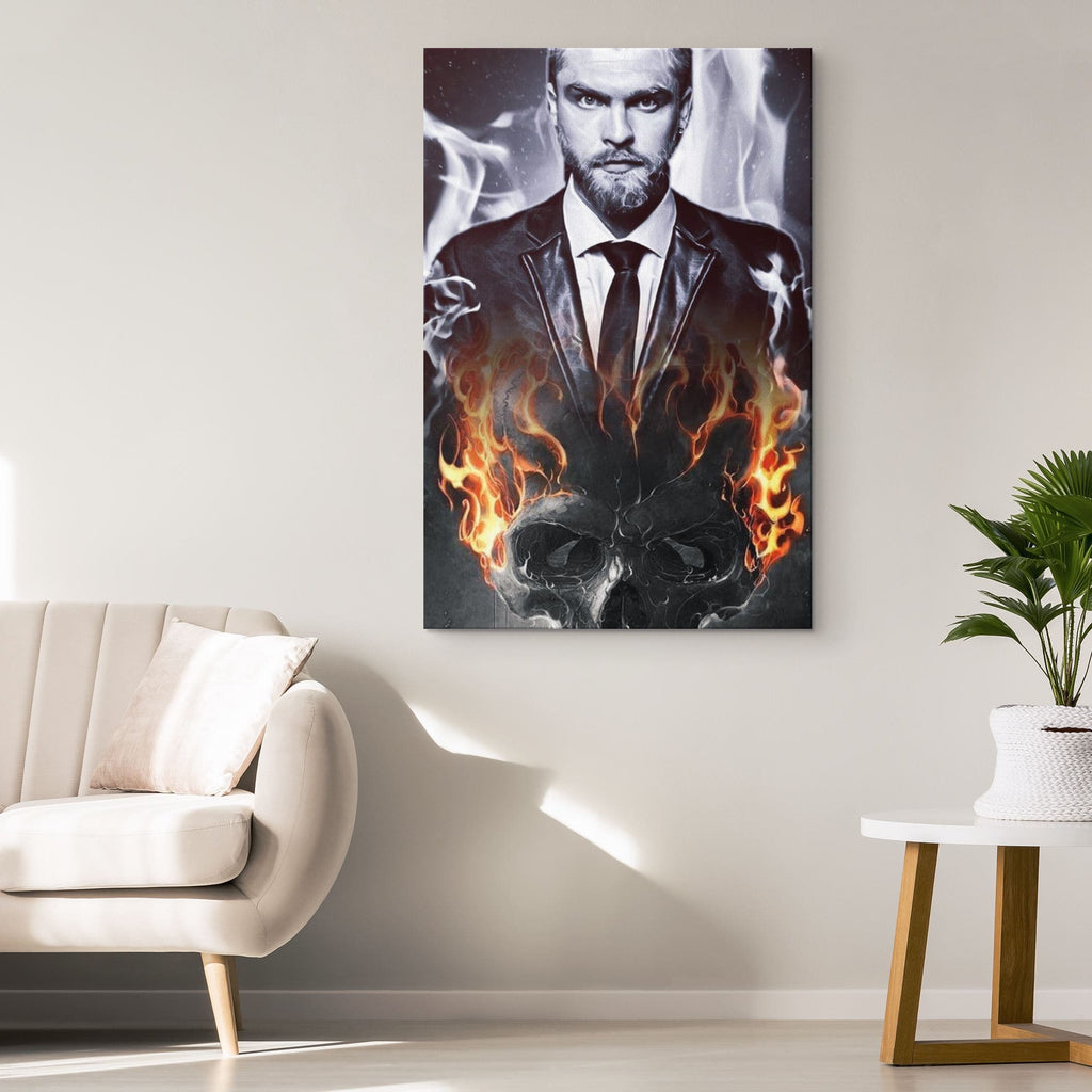 Customized Flaming Skull Canvas Canvas Wall Art 2 teelaunch 
