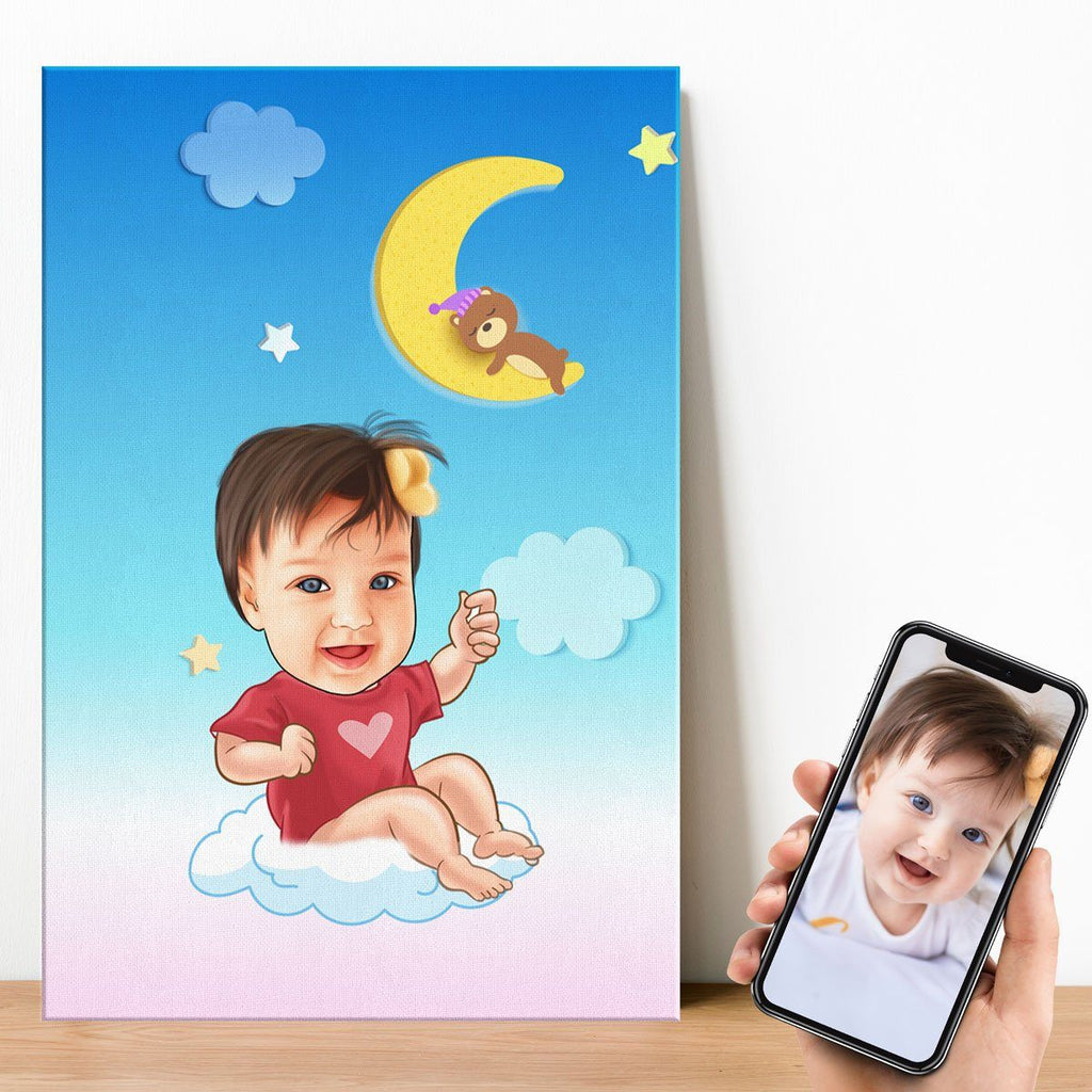 Personalized Baby On A Cloud Canvas Canvas Wall Art 2 teelaunch 