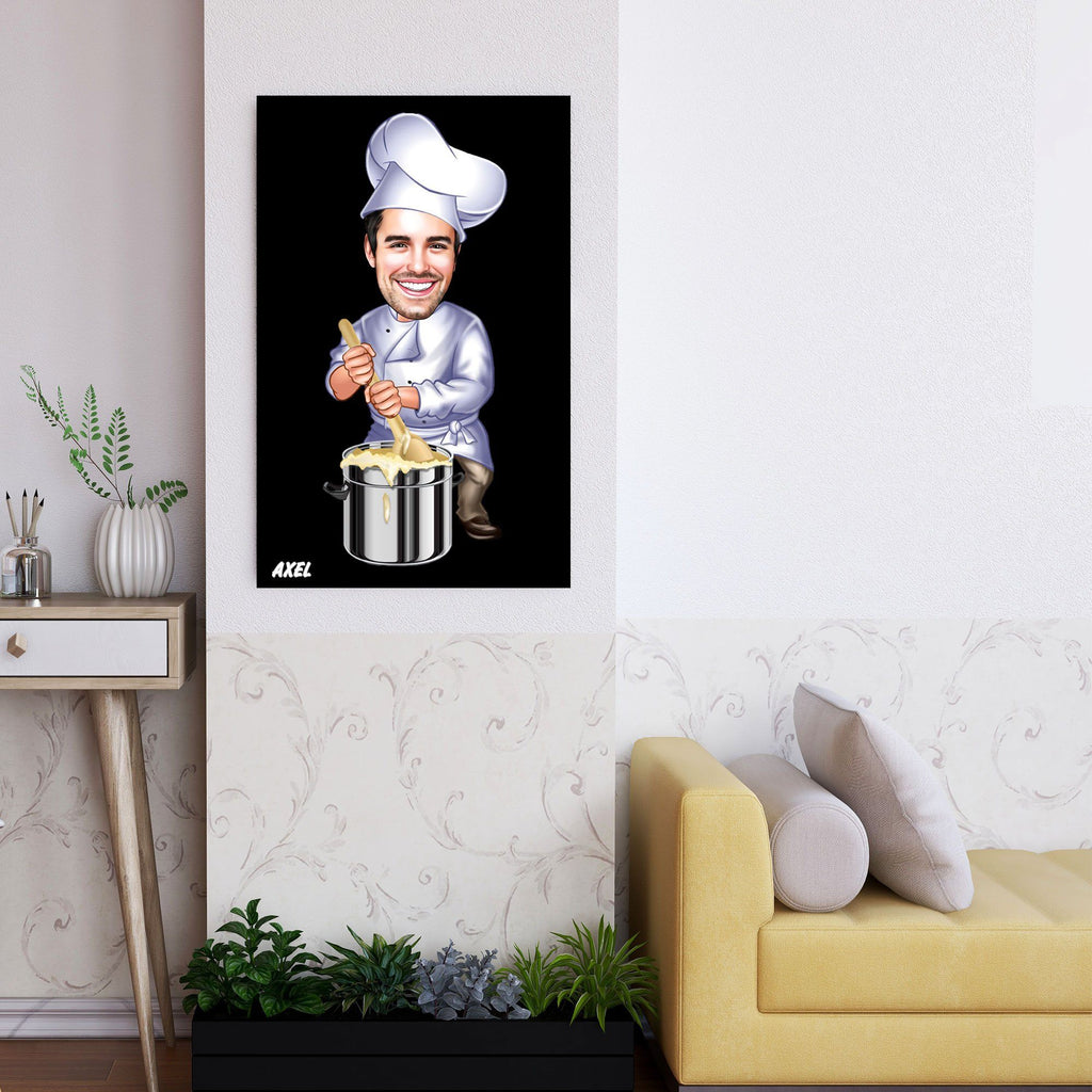 Personalized Caricature Chef Wooden Wall Art 3 Custom Fairy 