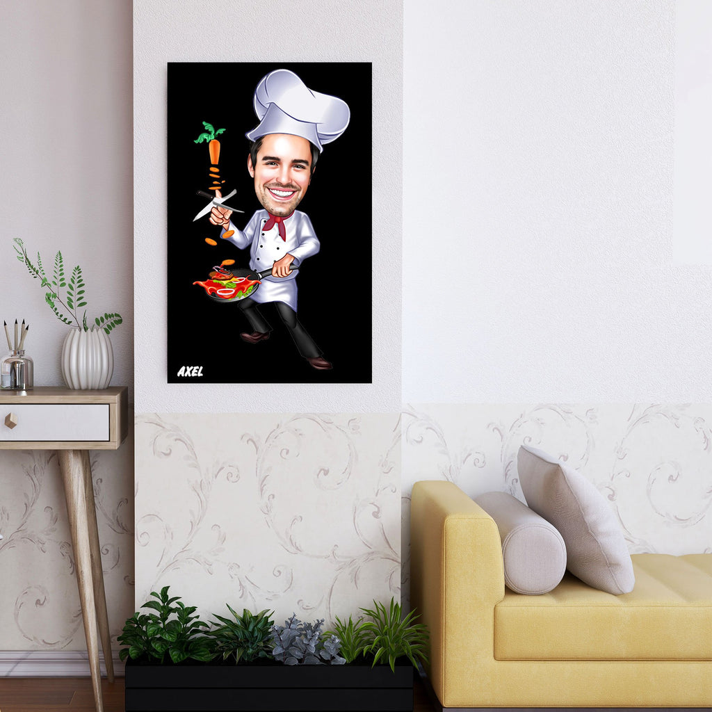 Personalized Caricature Chef Wooden Wall Art Custom Fairy 