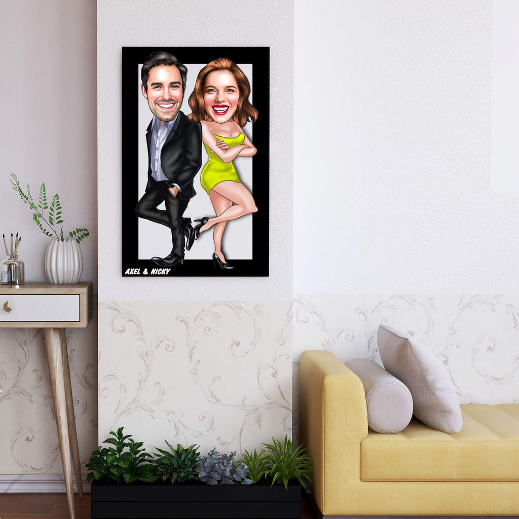 Personalized Caricature Couple Wooden Wall Art 7 Custom Fairy 