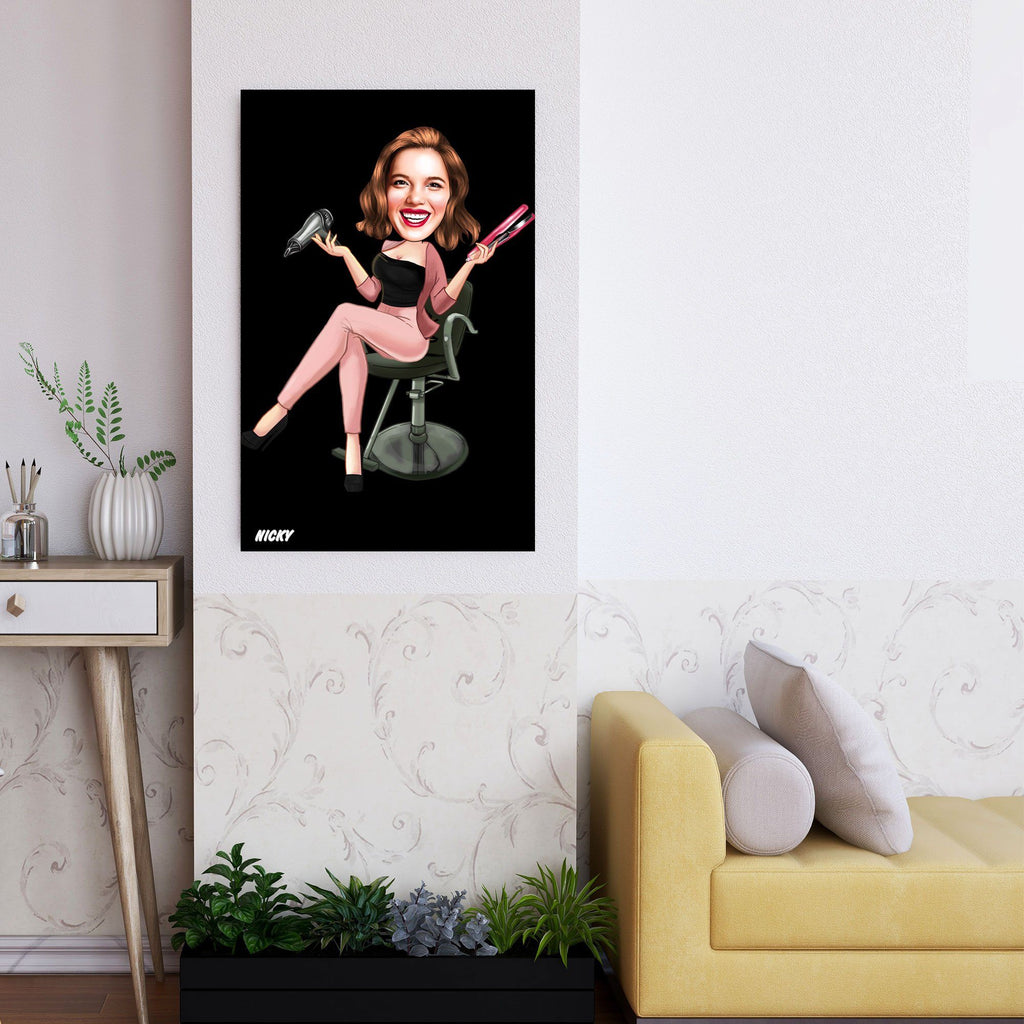 Personalized Caricature Hairdresser Wooden Wall Art 2 Custom Fairy 