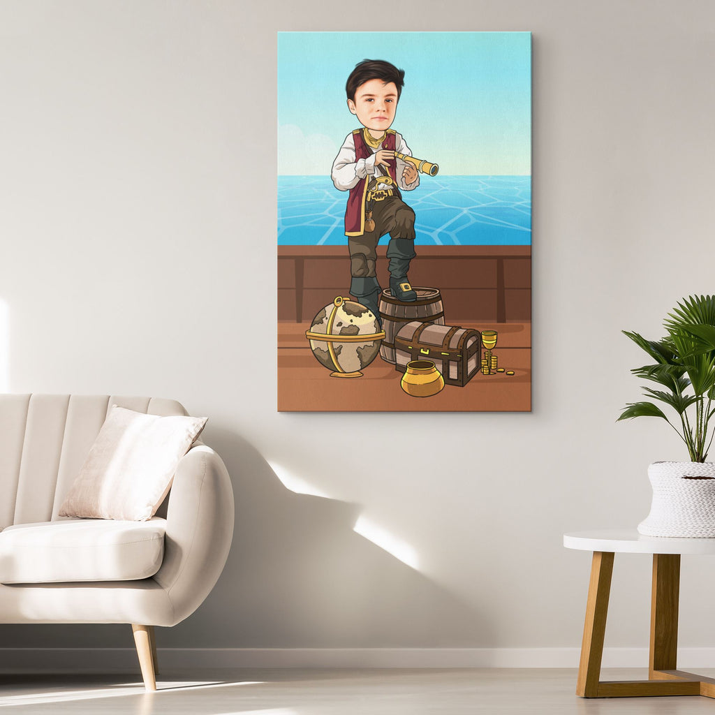 Personalized Cartoon Boy Pirate Canvas Canvas Wall Art 2 teelaunch 