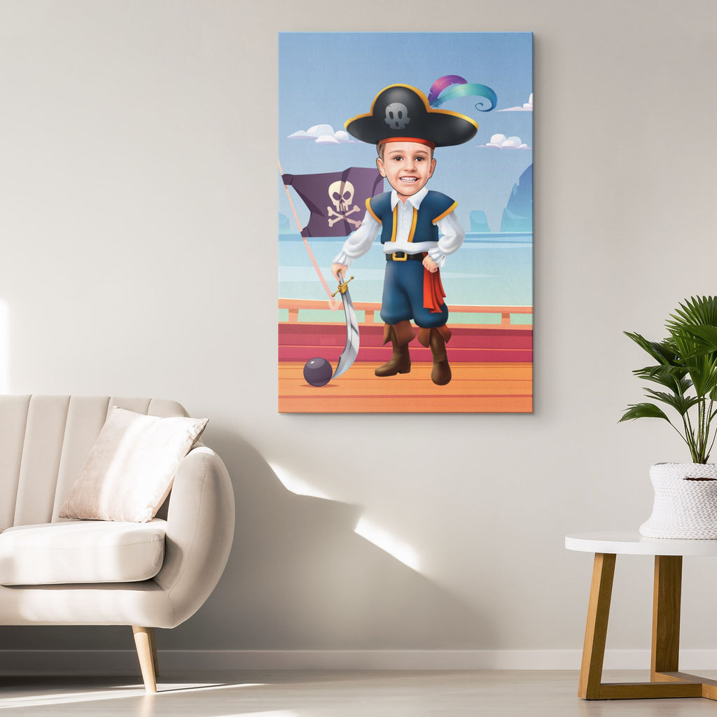 Personalized Cartoon Boy Pirate Canvas Canvas Wall Art 2 teelaunch 