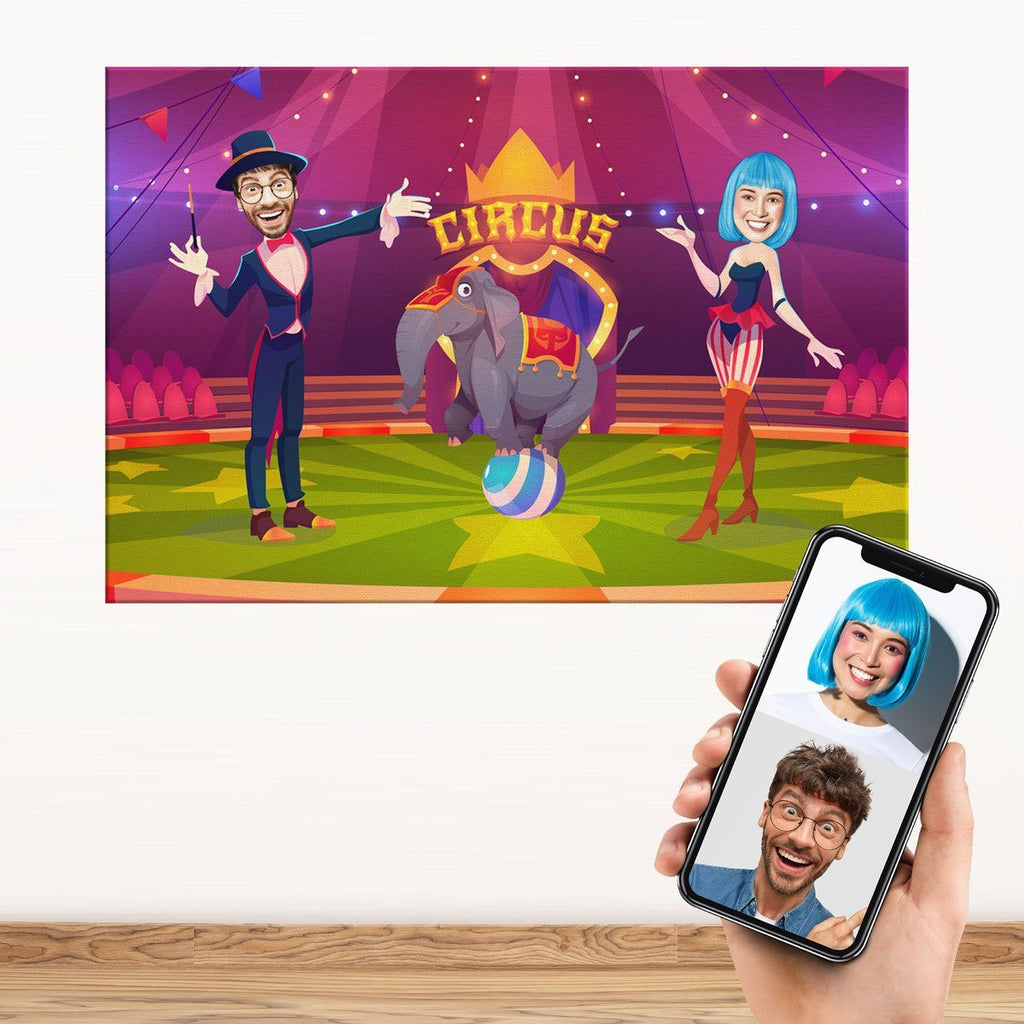 Personalized Cartoon Circus Couple Canvas Canvas Wall Art 2 teelaunch 