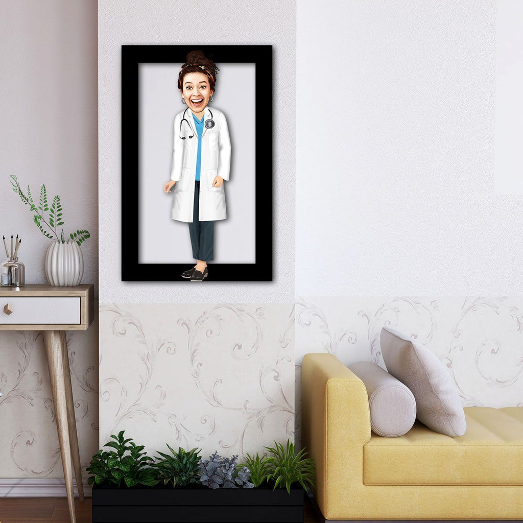 Personalized Cartoon Female Physician Wooden Wall Art Wooden Wall Art Custom Fairy 