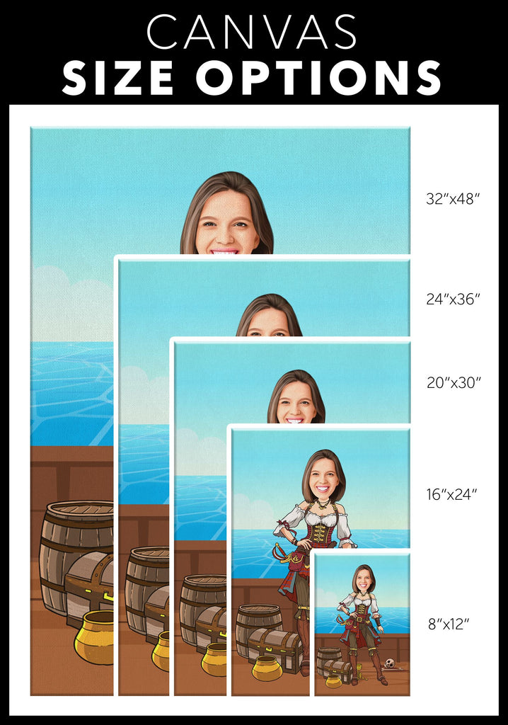 Personalized Cartoon Female Pirate Canvas Canvas Wall Art 2 teelaunch 