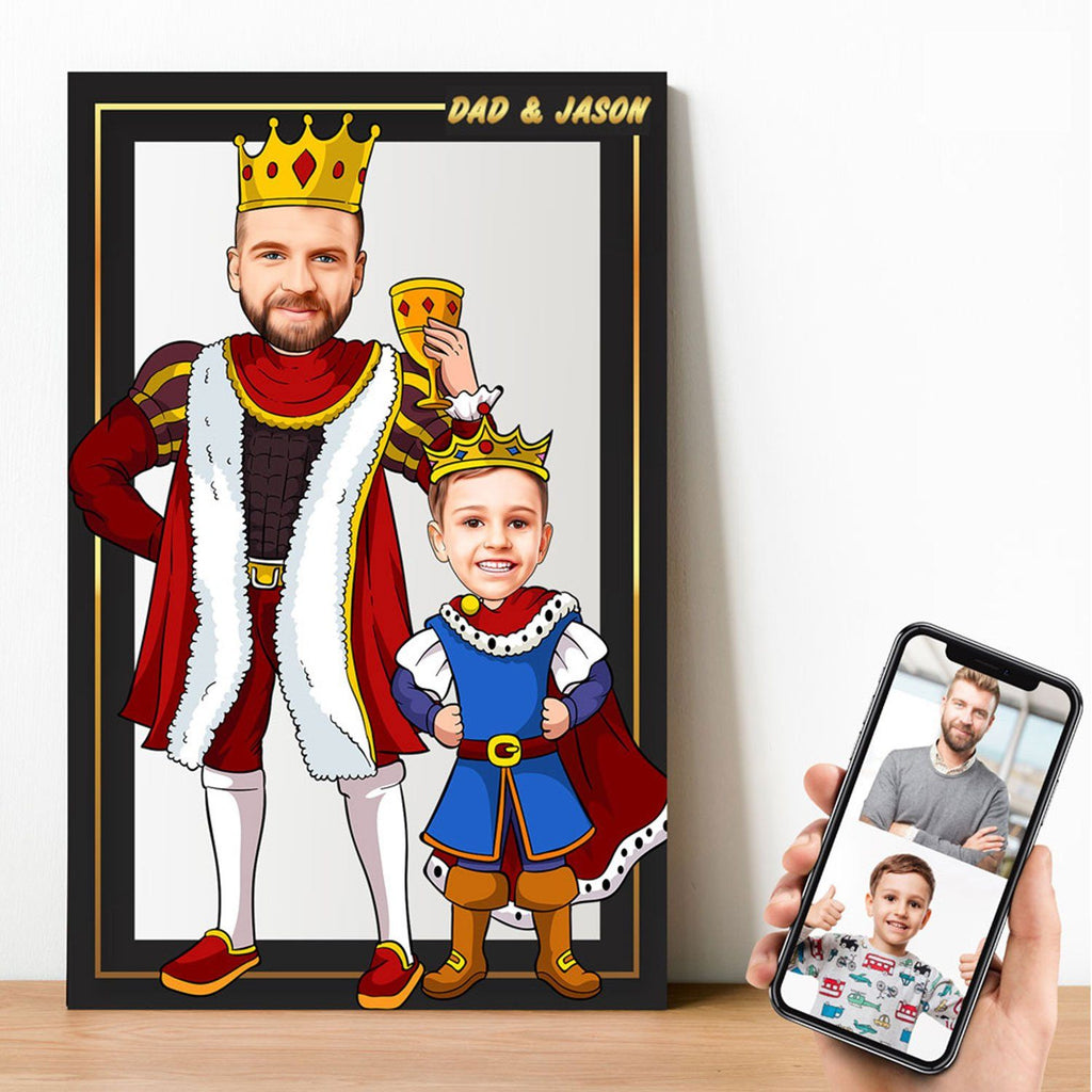 Personalized Cartoon King & Little Prince Wooden Wall Art Wooden Wall Art Custom Fairy 