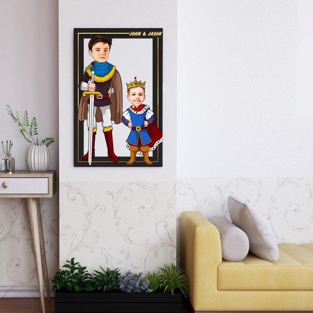 Personalized Cartoon Prince & Little Prince Wooden Wall Art Custom Fairy 