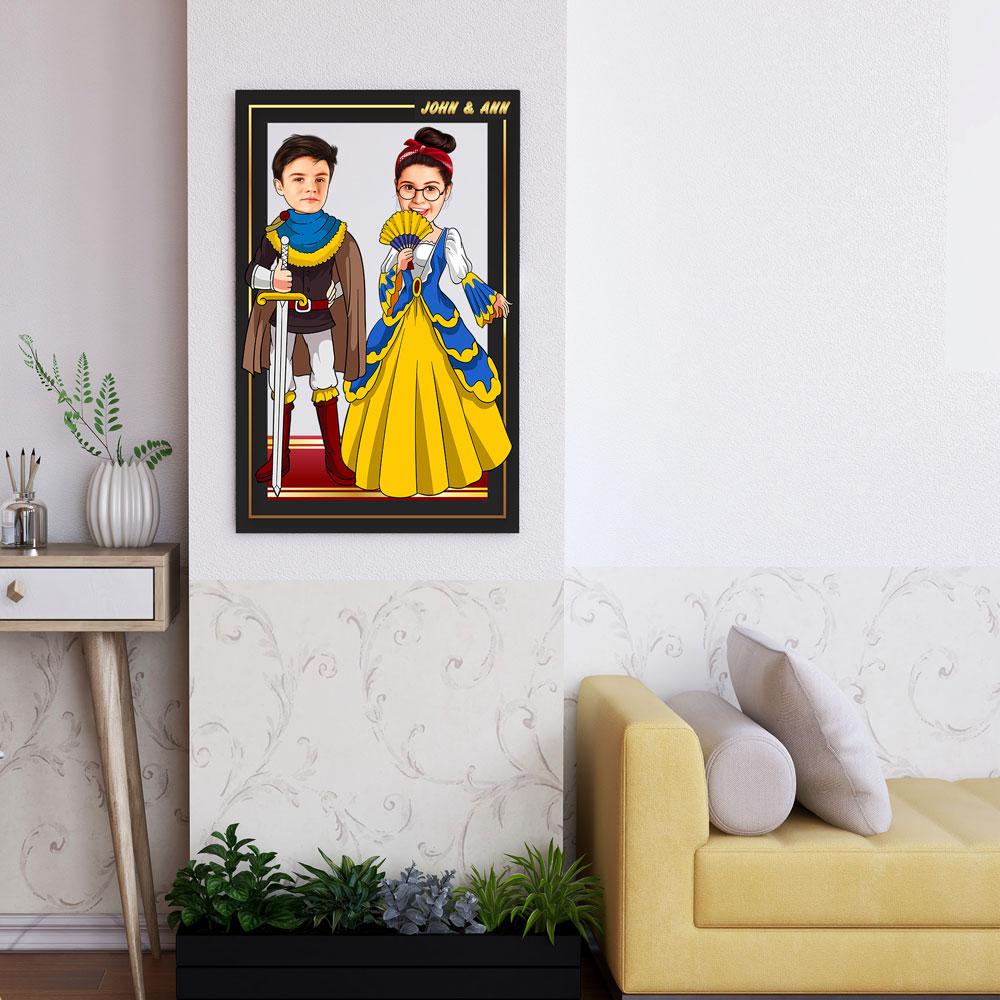 Personalized Cartoon Prince & Princess Wooden Wall Art Custom Fairy 