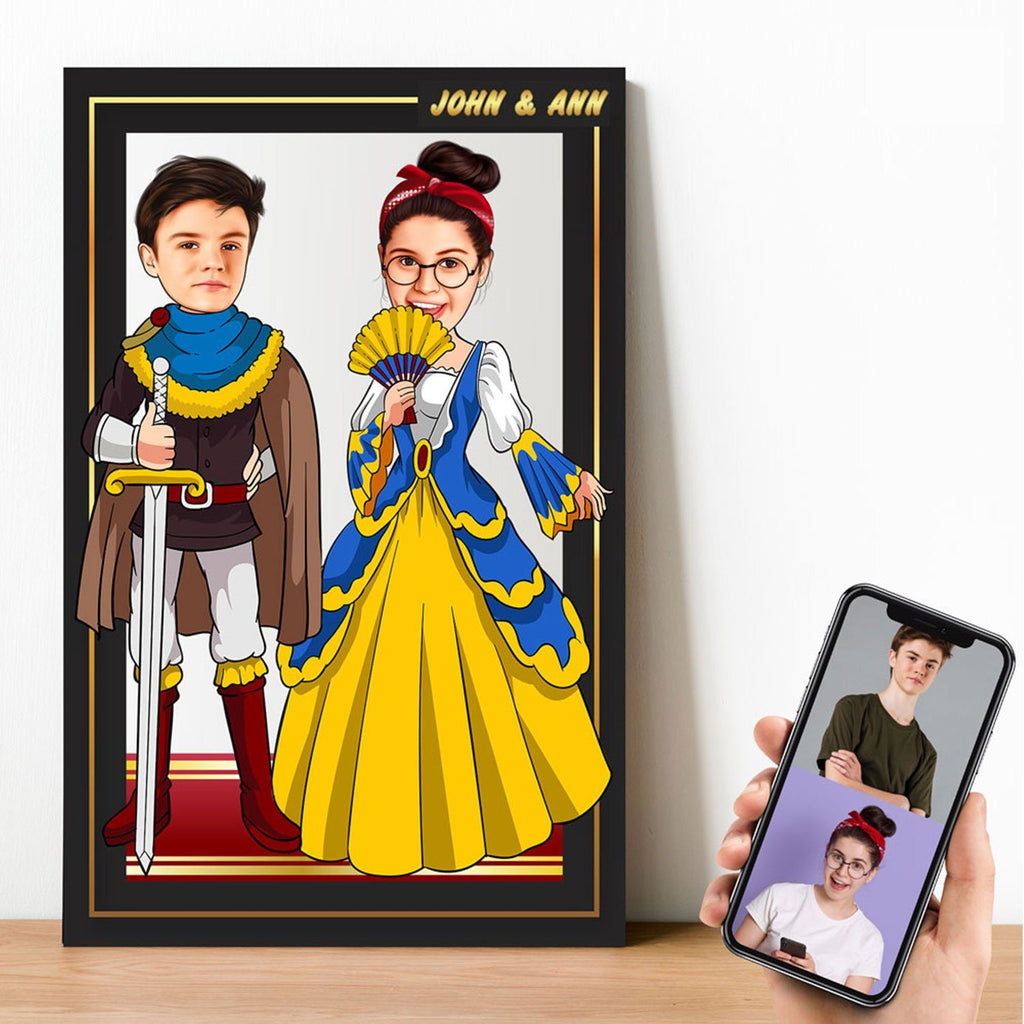 Personalized Cartoon Prince & Princess Wooden Wall Art Wooden Wall Art Custom Fairy 