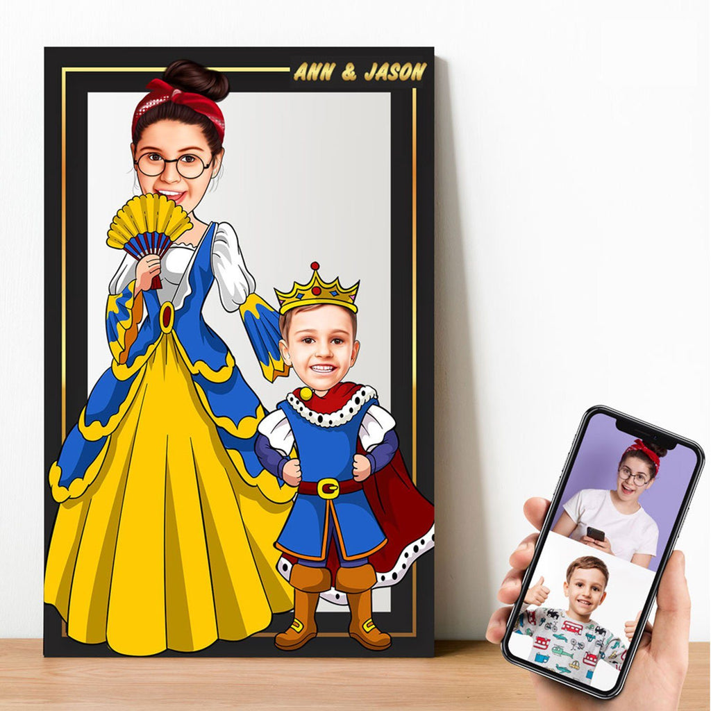 Personalized Cartoon Princess & Little Prince Wooden Wall Art Wooden Wall Art Custom Fairy 