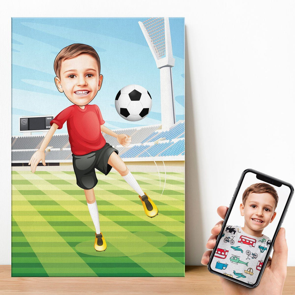 Personalized Cartoon Soccer Boy Canvas Canvas Wall Art 2 teelaunch 