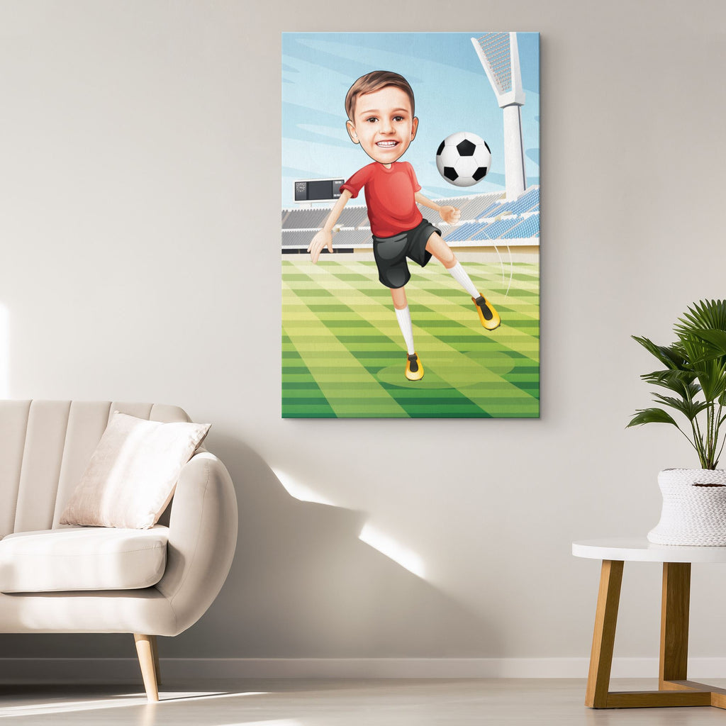 Personalized Cartoon Soccer Boy Canvas Canvas Wall Art 2 teelaunch 