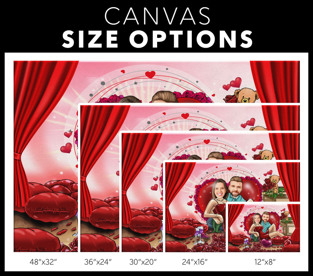 Personalized Cartoon Valentines Day Couple Canvas Canvas Wall Art 2 teelaunch 