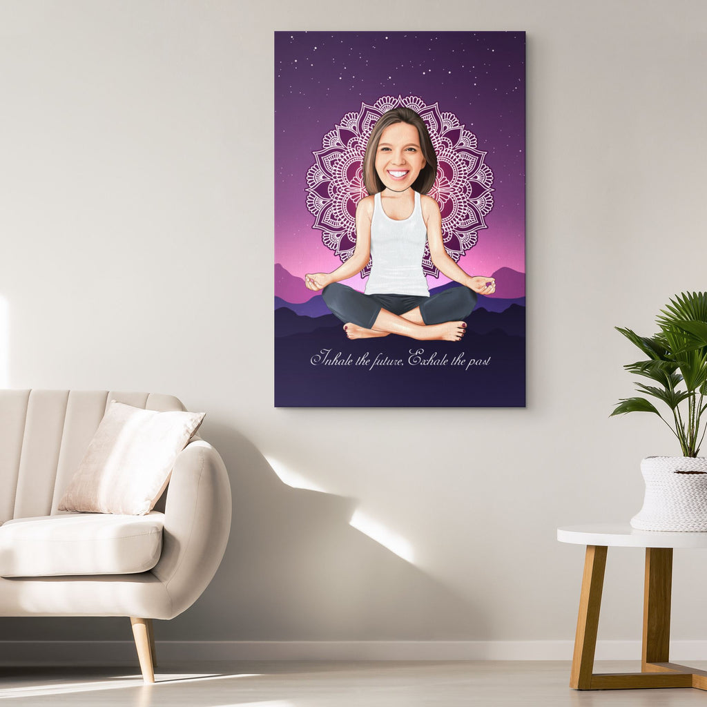 Personalized Cartoon Yoga Lotus Pose Canvas Canvas Wall Art 2 teelaunch 