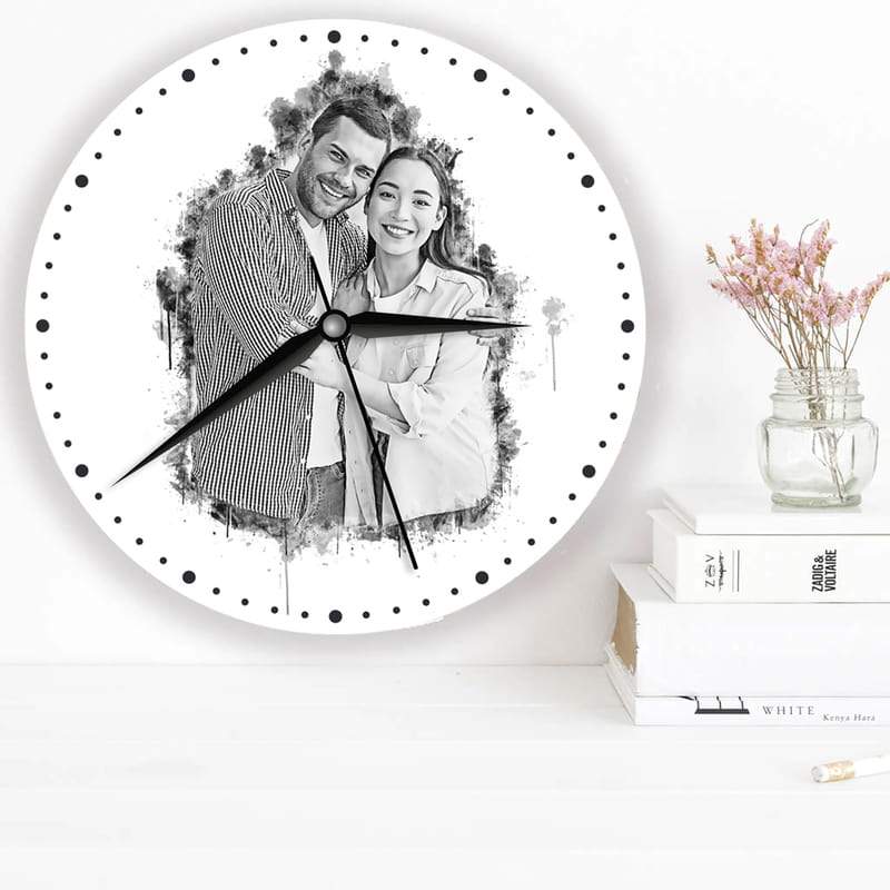 Personalized Charcoal Photo Wall Clock Custom Fairy 