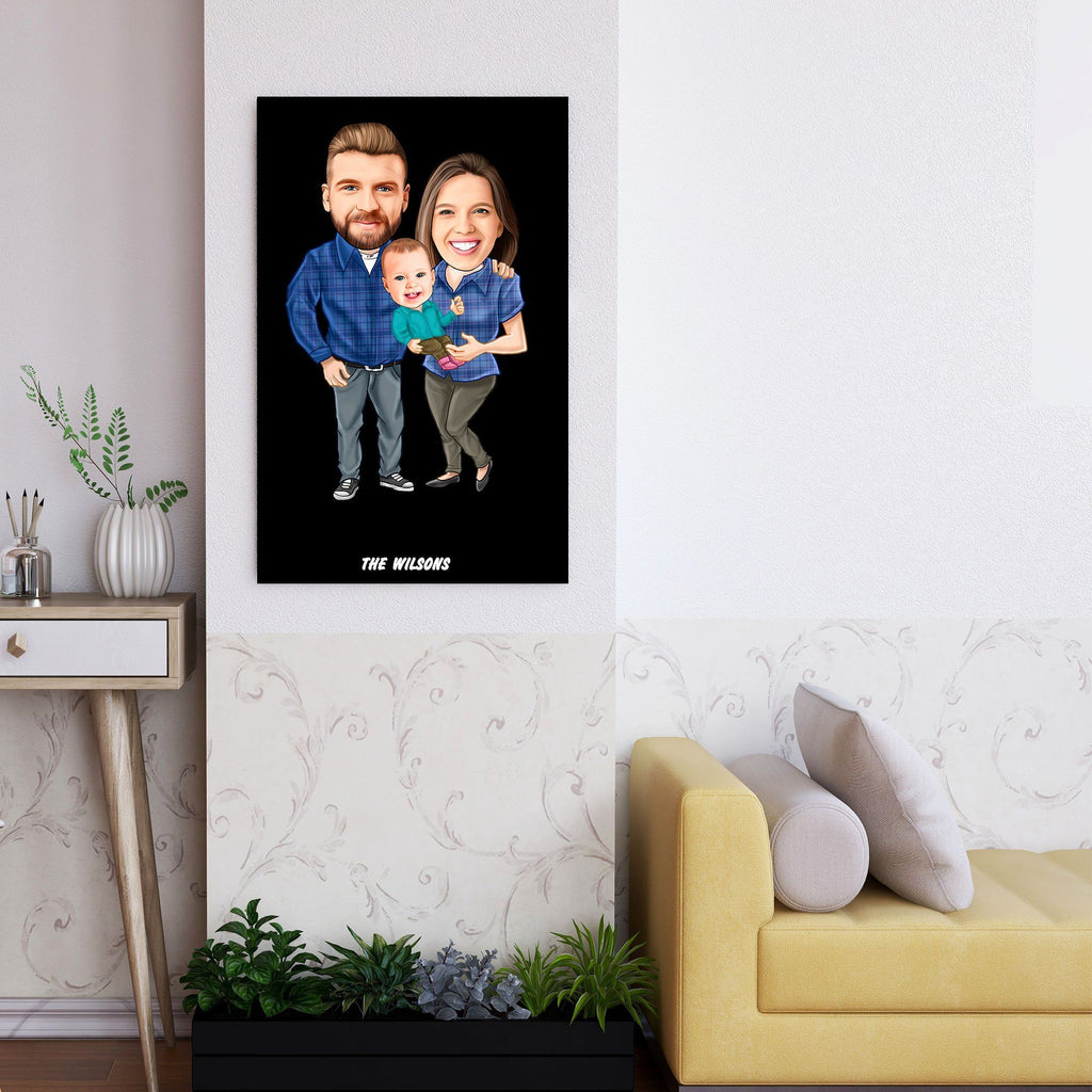 Personalized Family Cartoon Wooden Wall Art