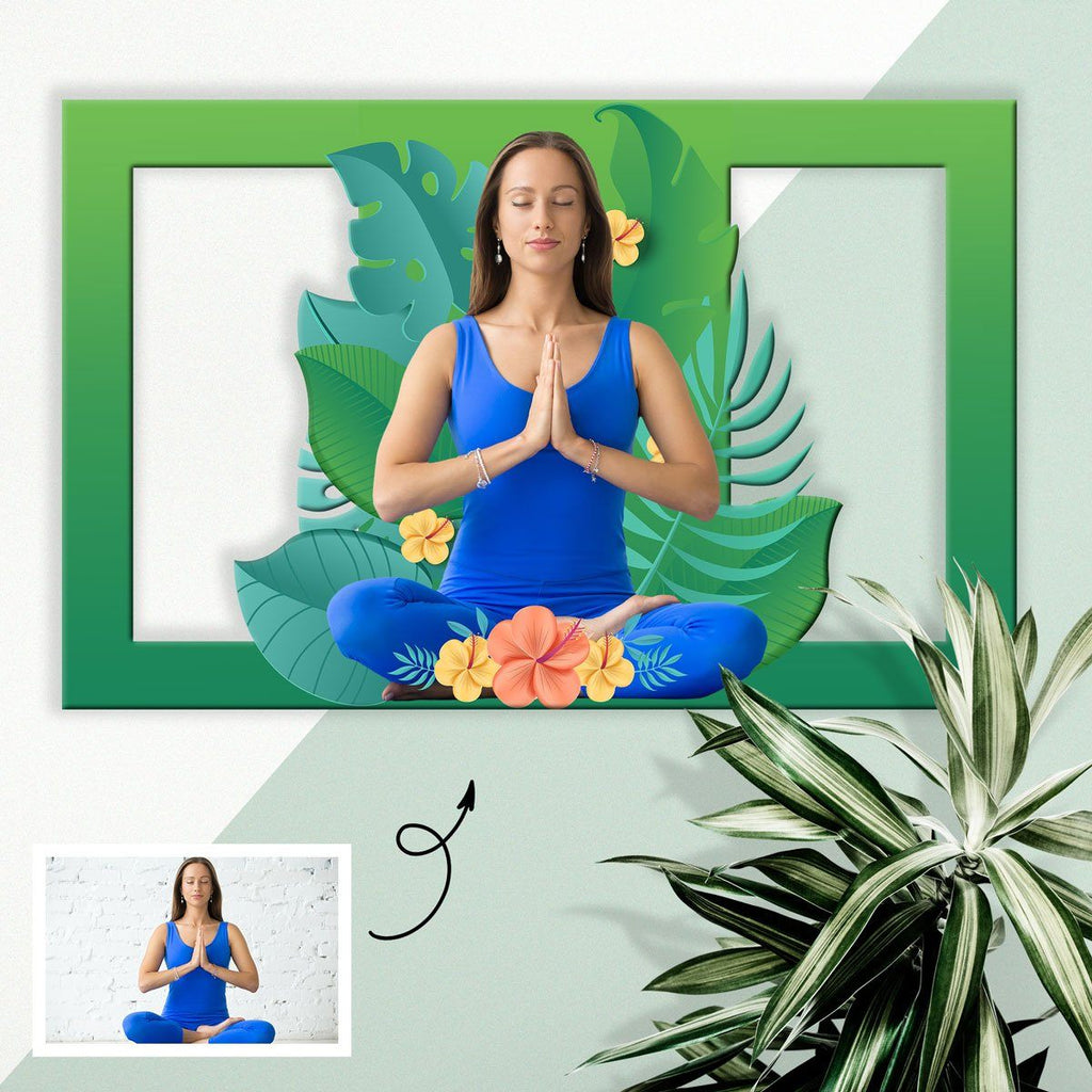 Photo Custom 3D Wooden Portrait - Yoga Green Peace Wooden Wall Art Custom Fairy 